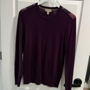 Burberry Plum Knit with Plaid Trim size M Men